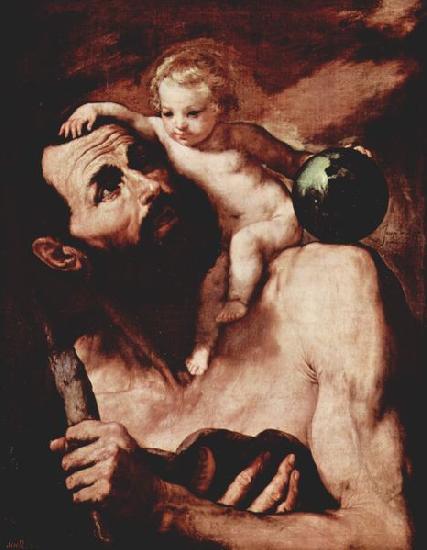 Jose de Ribera Christophorus mit dem Jesuskind oil painting image